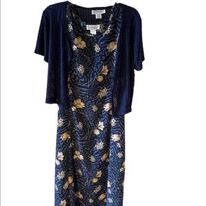 Vintage Impressions of California Floral Maxi 2pc w  crocheted sweater